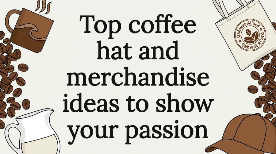 Decorative coffee merchandise title card illustration