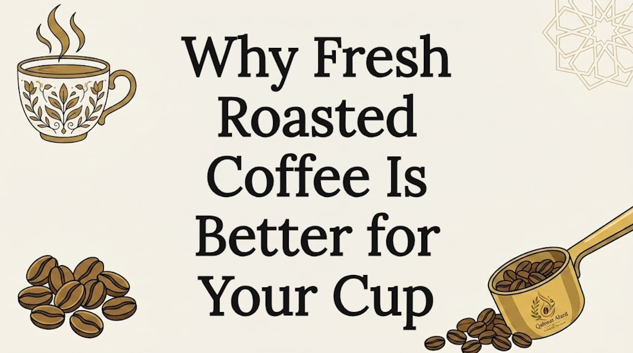 Decorative coffee-themed title card illustration