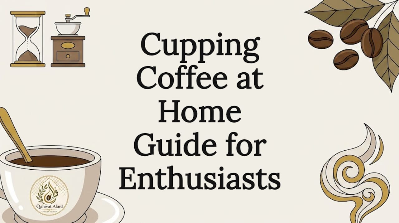Decorative cupping coffee home guide title card illustration