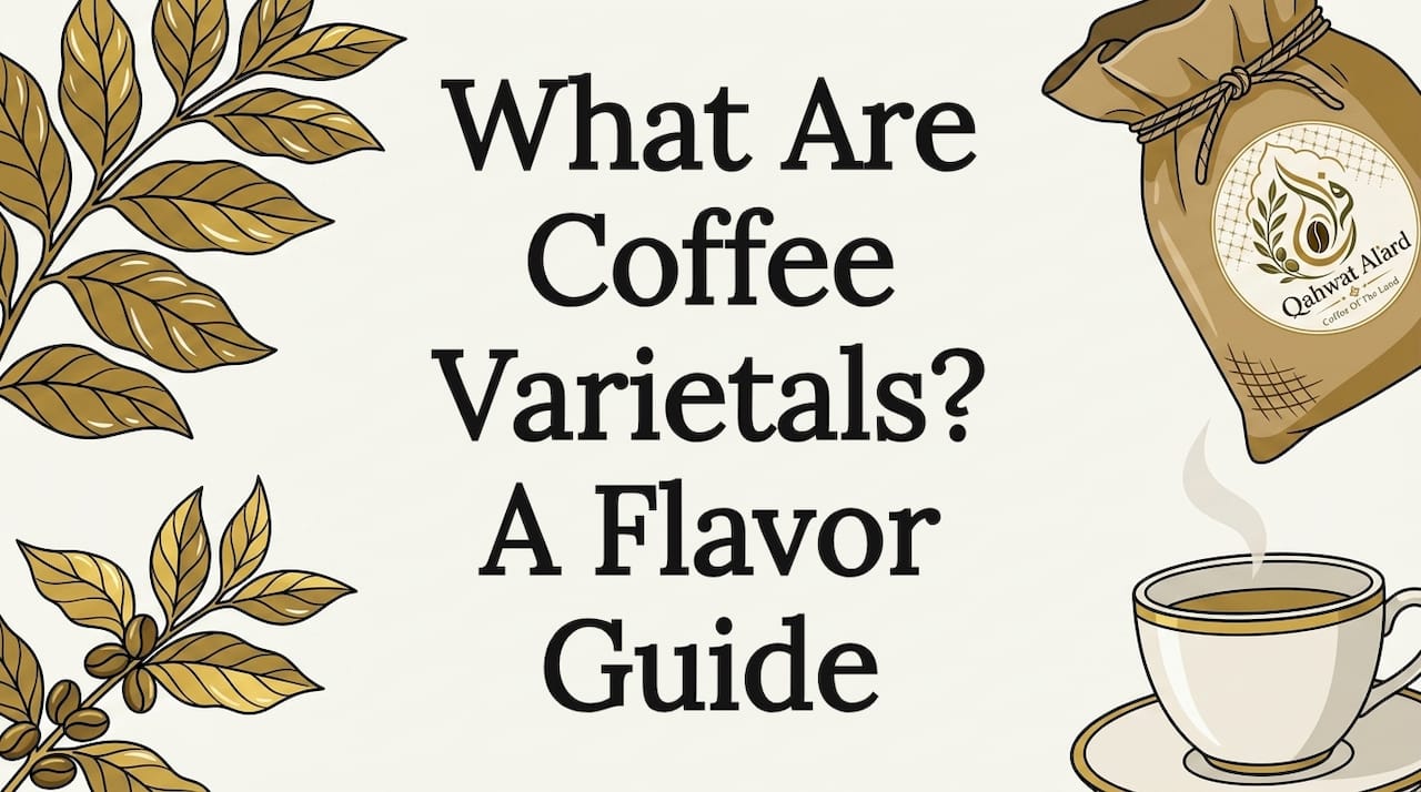 Editorial coffee varietals title card illustration