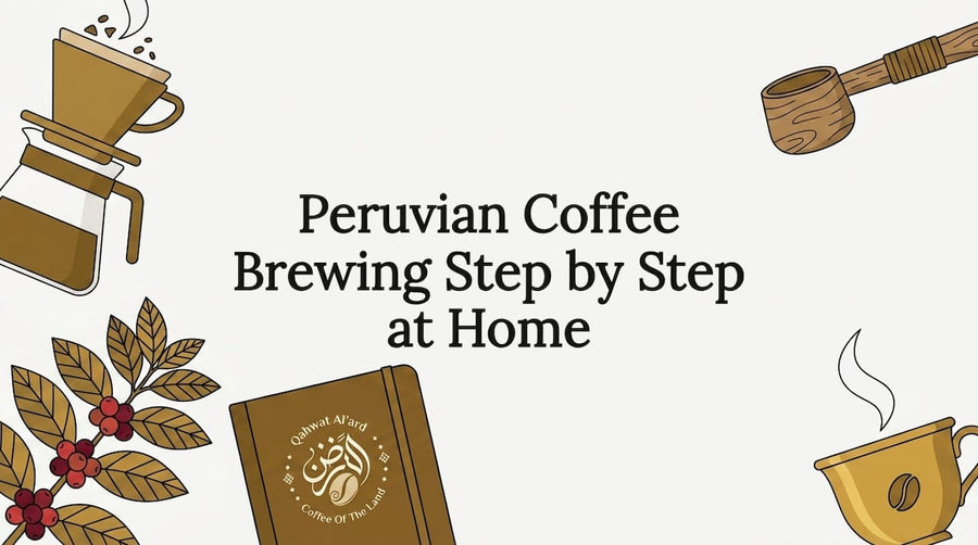 Decorative Peruvian coffee brewing title card