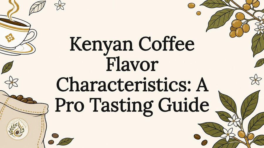 Decorative Kenyan coffee themed title card illustration