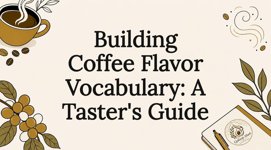 Decorative coffee-themed title card illustration