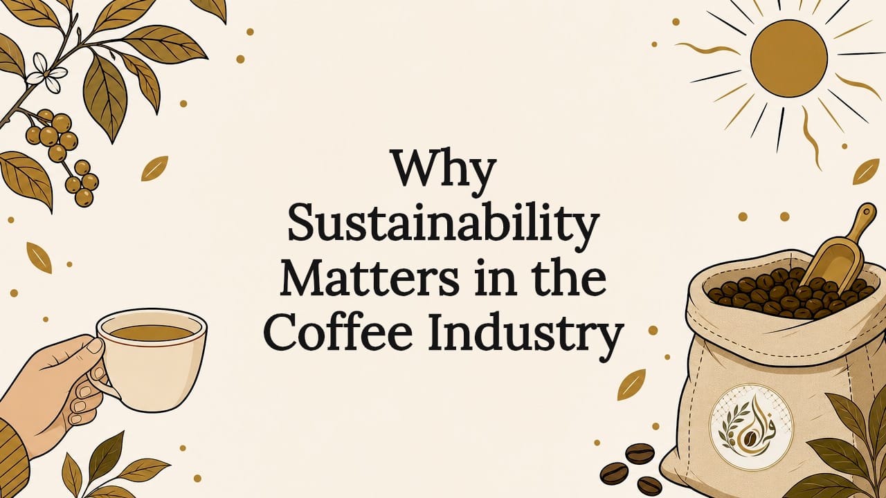 Decorative title card illustration for coffee sustainability
