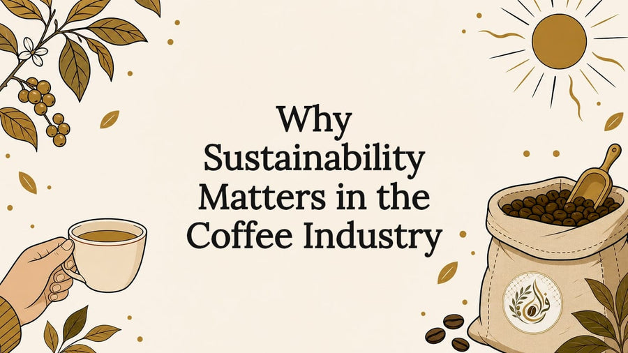 Decorative title card illustration for coffee sustainability