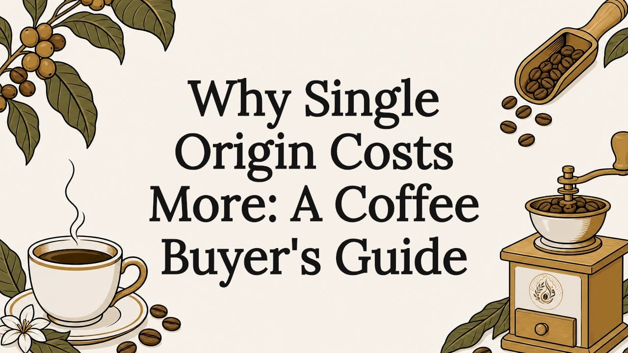 Decorative coffee themed title card illustration