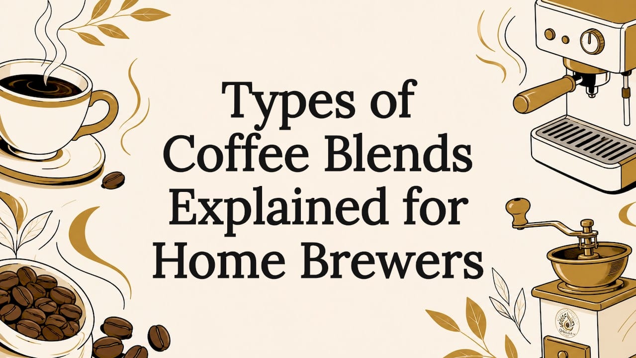 Decorative coffee blends title card illustration
