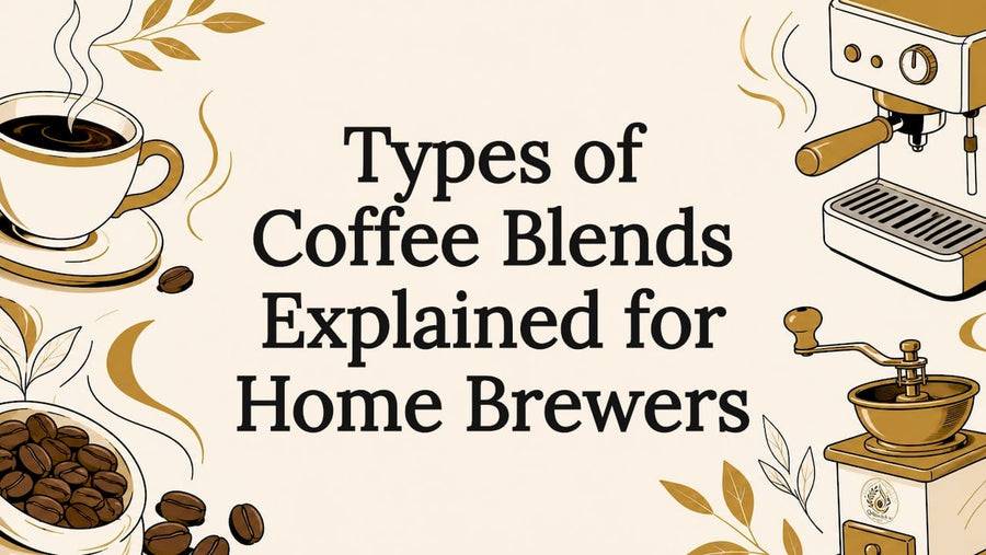 Decorative coffee blends title card illustration