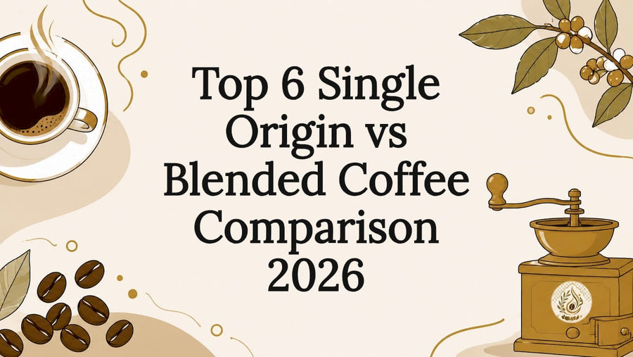 Decorative coffee-themed title card illustration