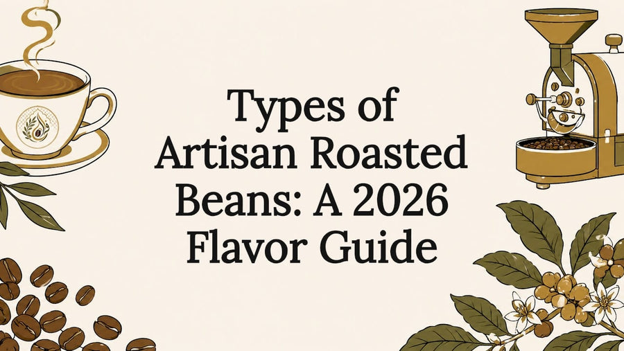 Decorative artisan coffee title card illustration