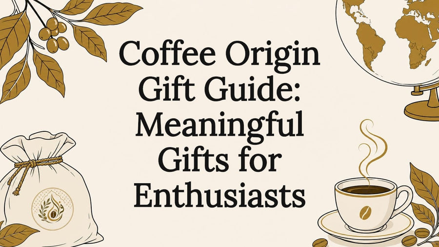 Decorative coffee-themed title card illustration