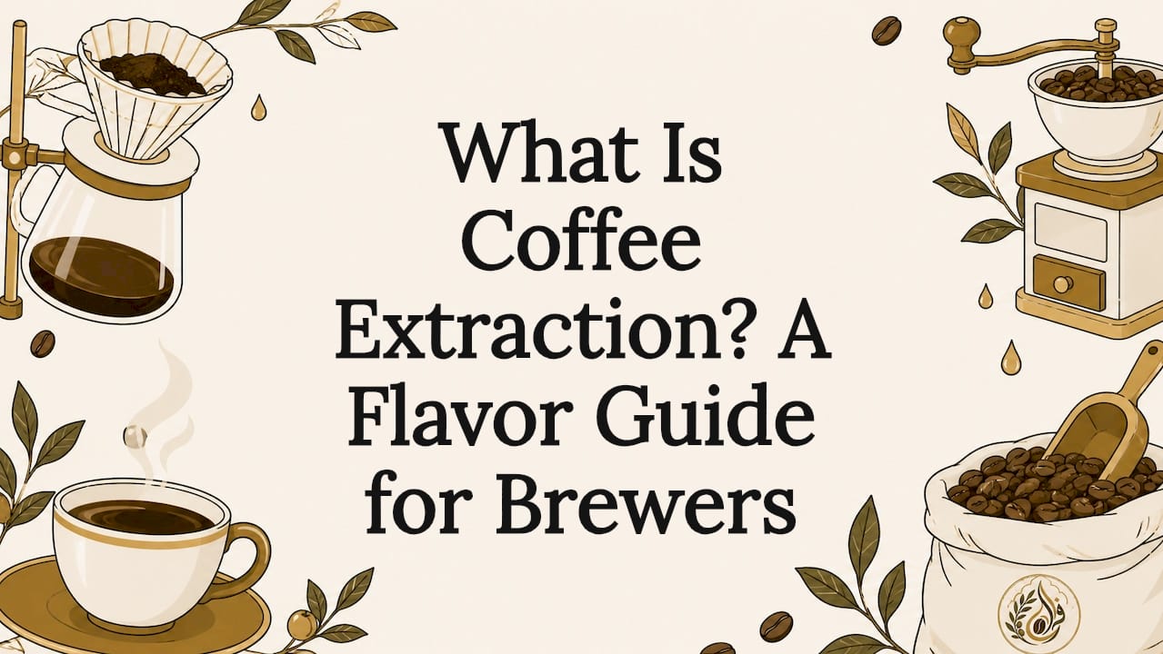 Decorative flat vector coffee brewing title card