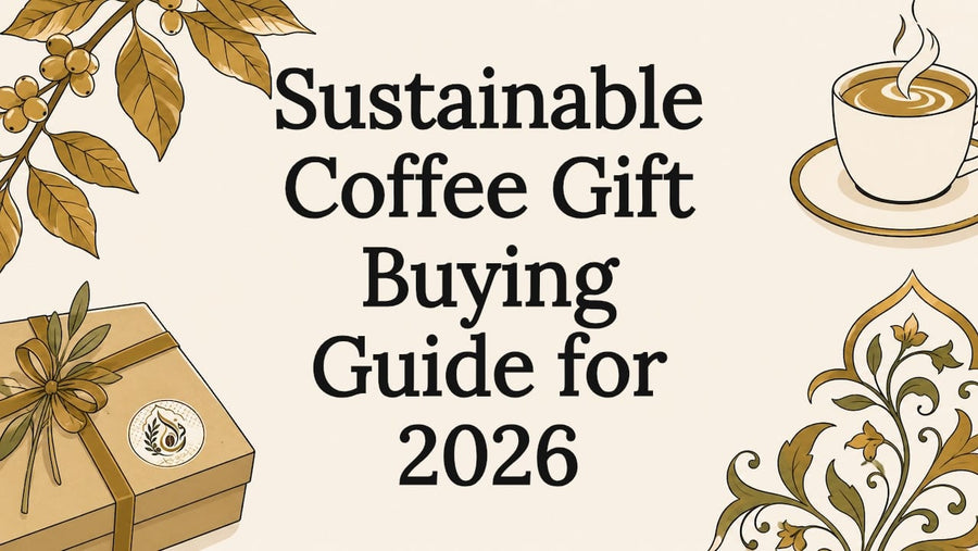Decorative coffee gift title card illustration