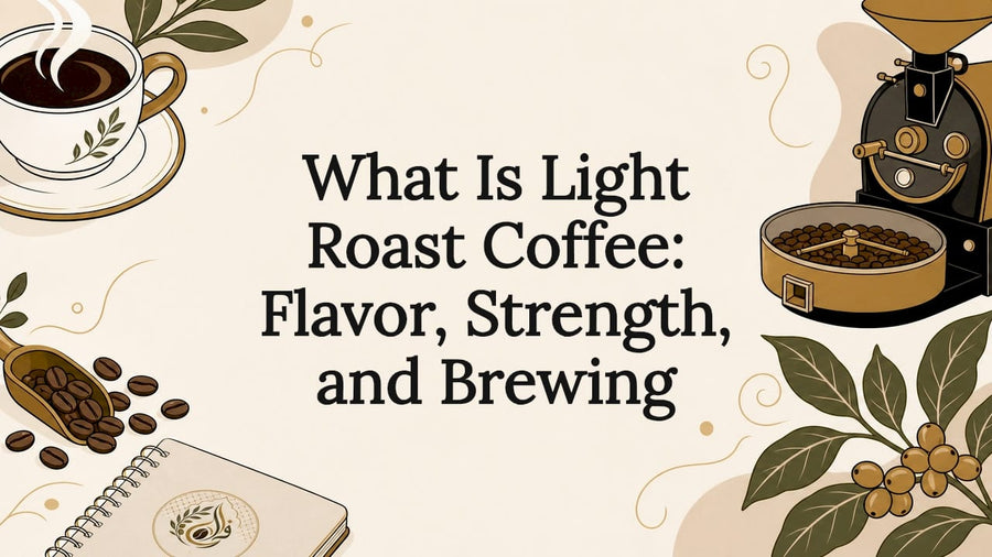 Decorative title card for light roast coffee article