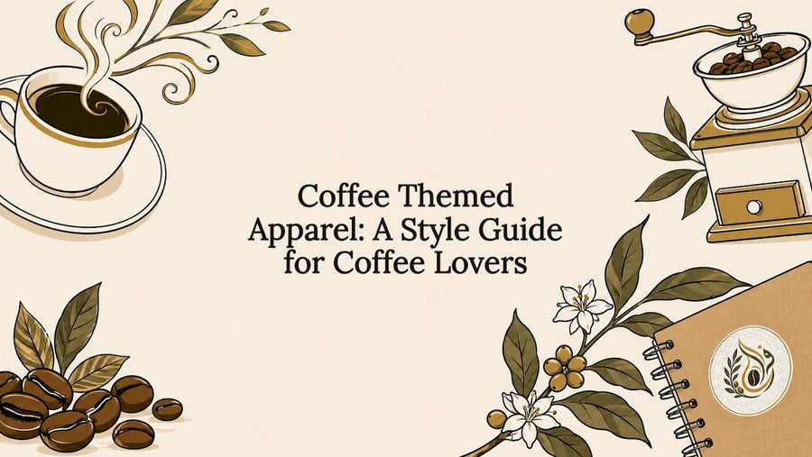 Decorative coffee-themed title card illustration