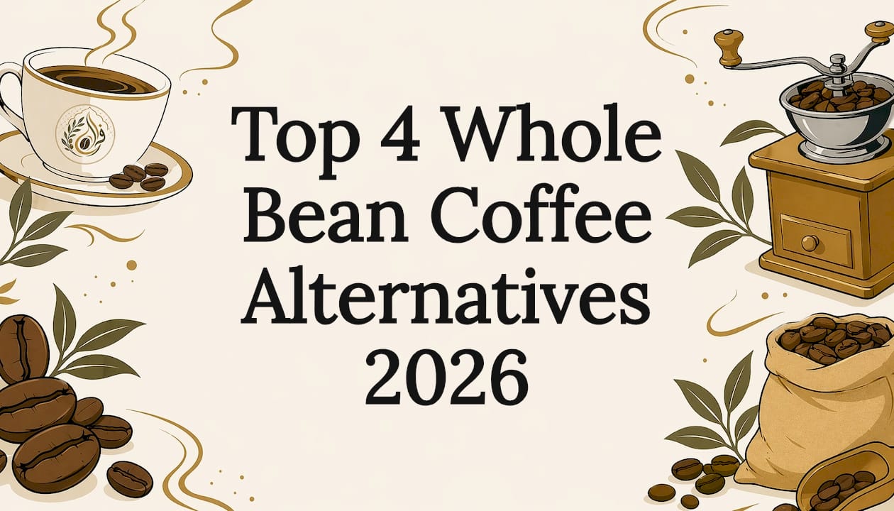 Title card with coffee-themed decorative illustrations