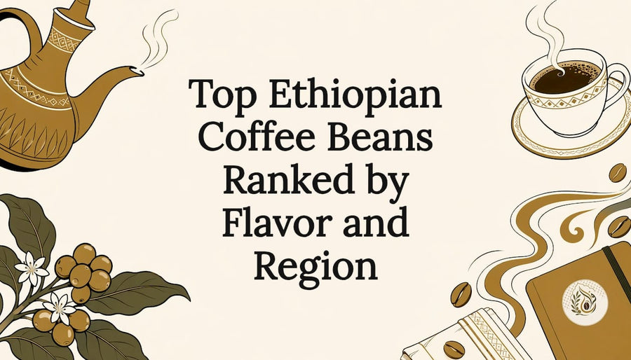 Decorative illustrated Ethiopian coffee title card