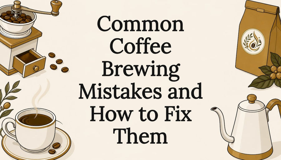 Decorative coffee brewing title card illustration