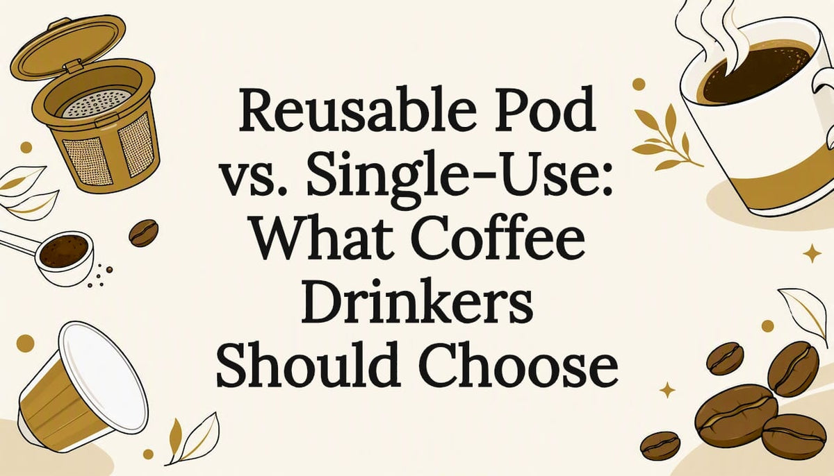 Decorative title card illustration about coffee pods
