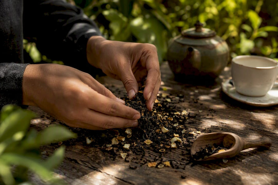 Thé Earl Grey en vrac avec des écorces de bergamote séchées