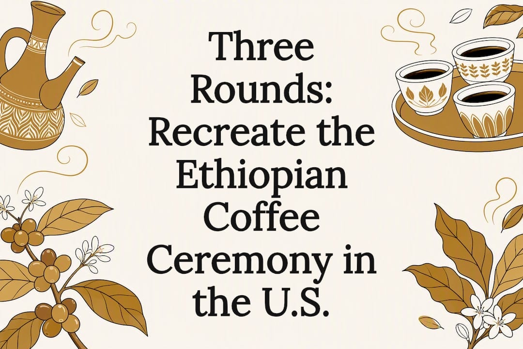 Decorative Ethiopian coffee ceremony title card illustration