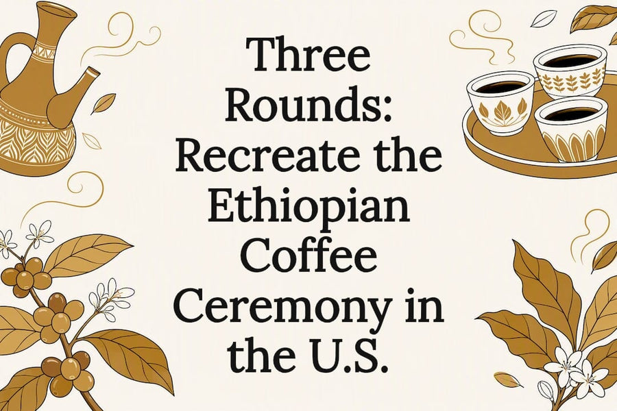 Decorative Ethiopian coffee ceremony title card illustration