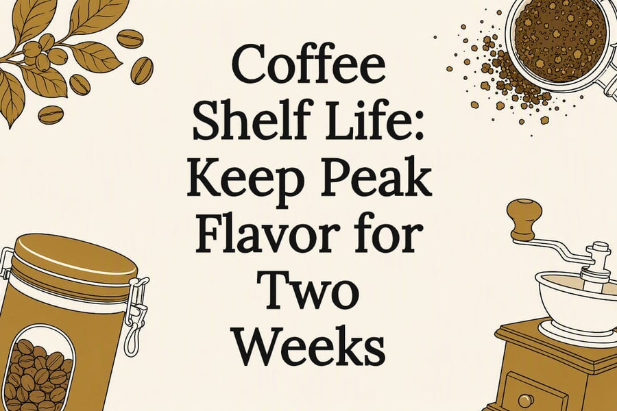 Decorative title card illustration for coffee freshness article