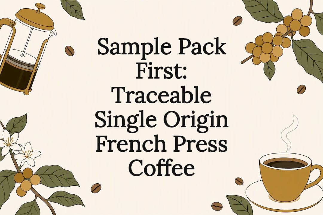 Decorative coffee-themed title card illustration