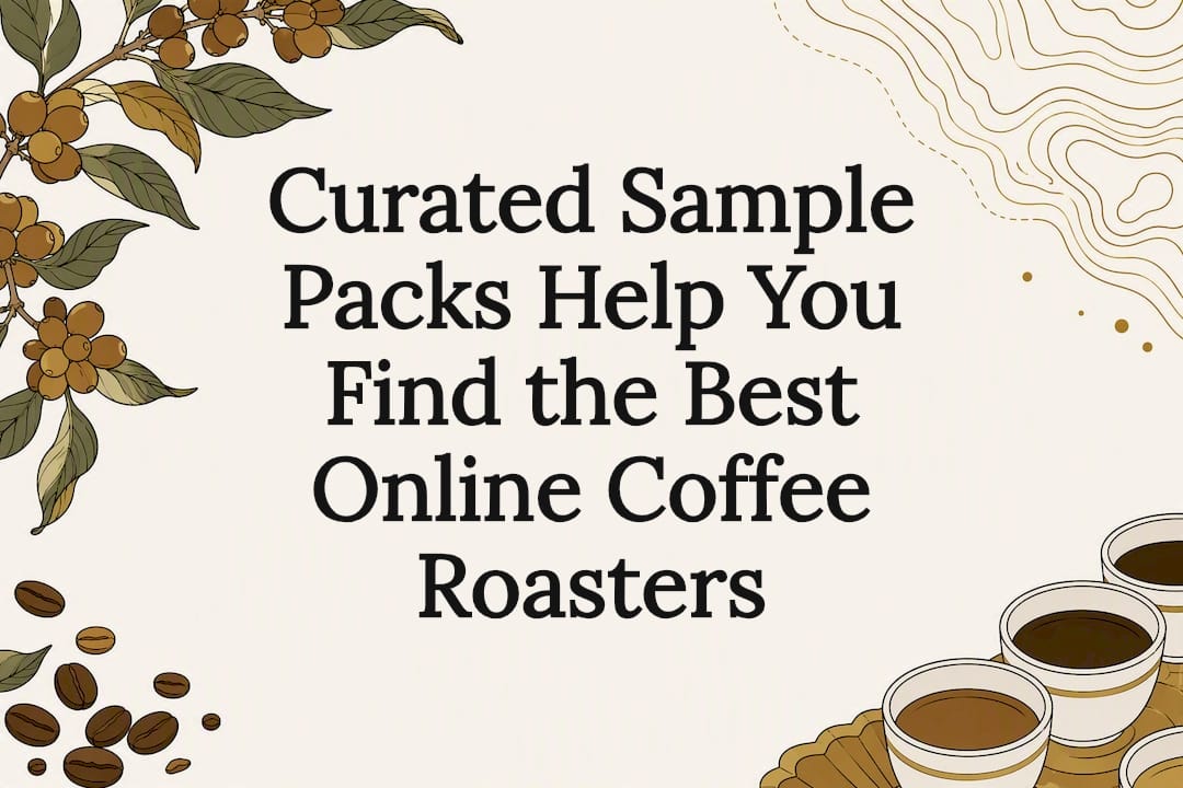 Decorative coffee sample pack title card