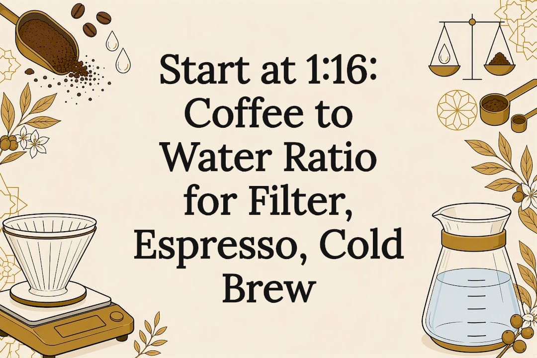 Decorative coffee ratio title card illustration