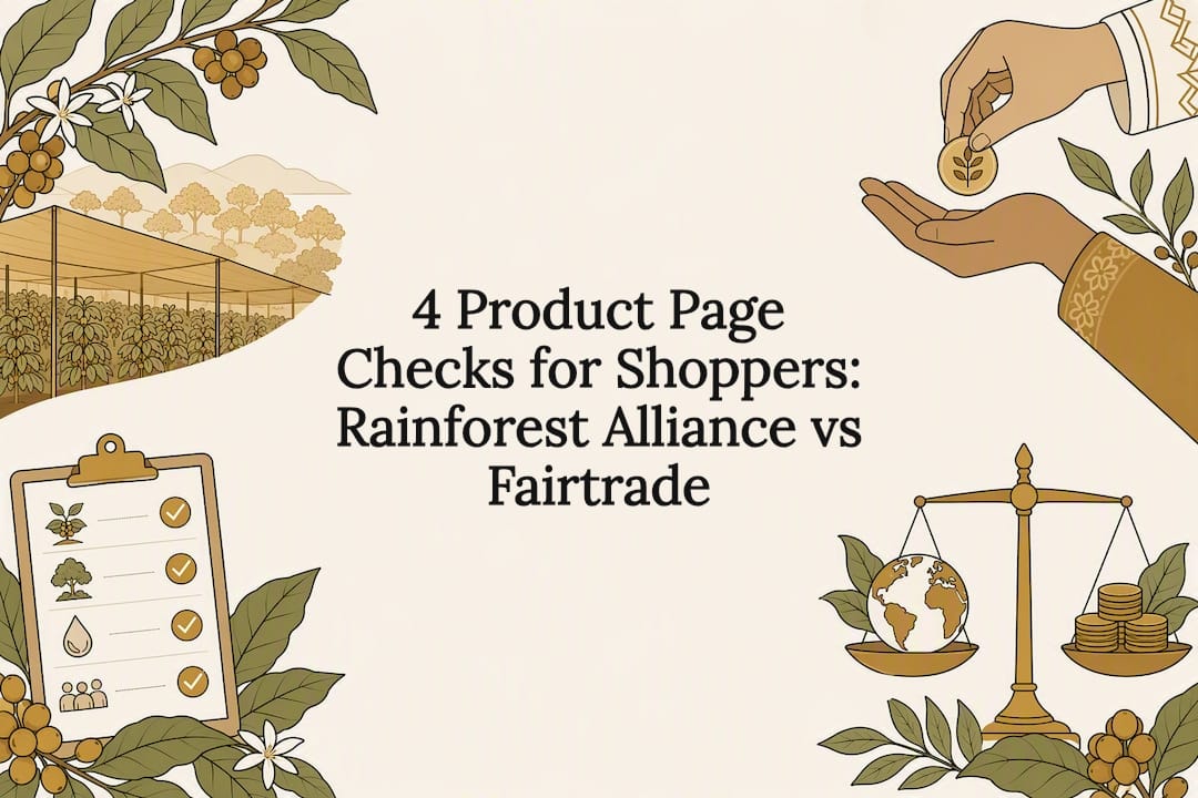 Illustrated coffee certification comparison title card
