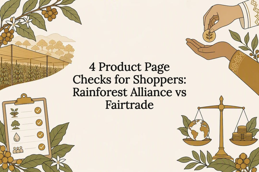 Illustrated coffee certification comparison title card