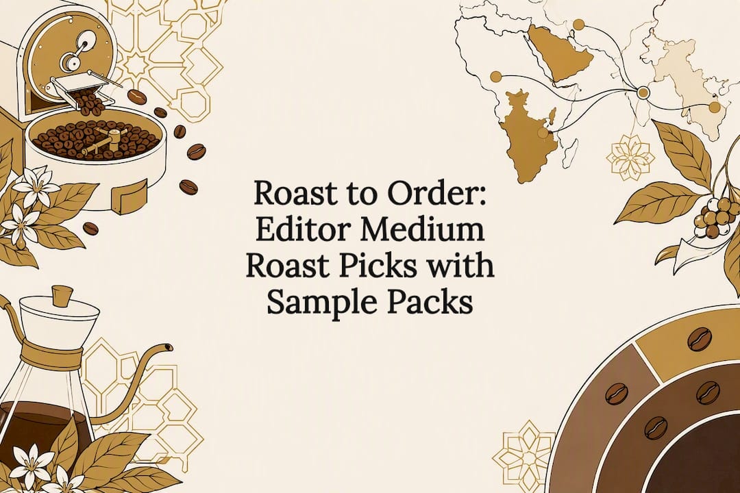 Decorative medium roast coffee title card