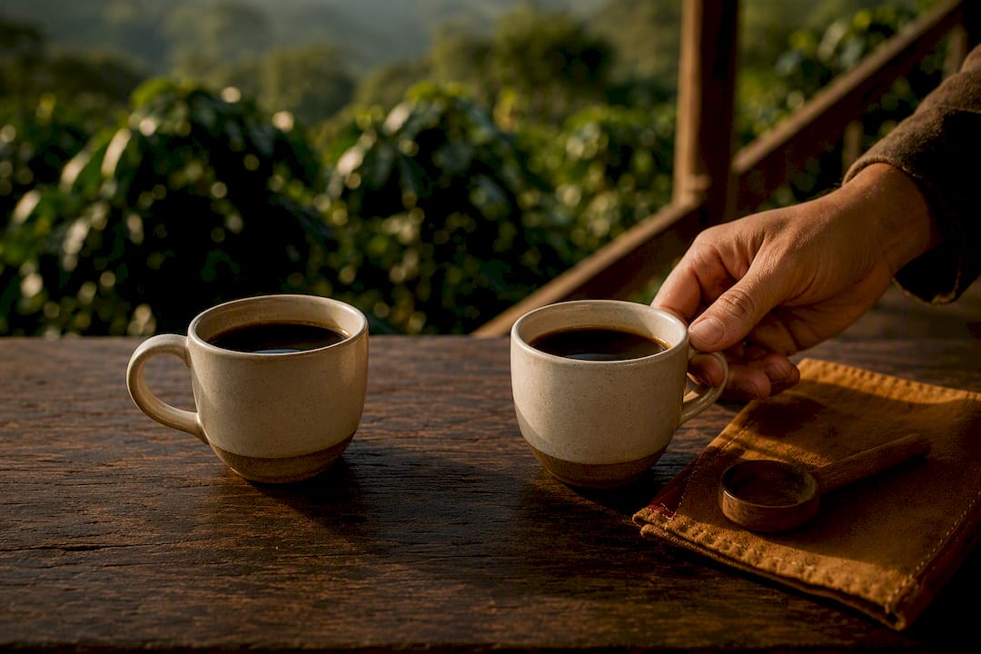 Comparação entre duas xícaras de café