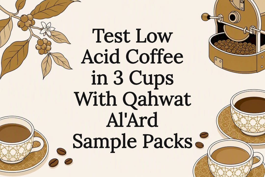 Decorative low acid coffee tasting title card
