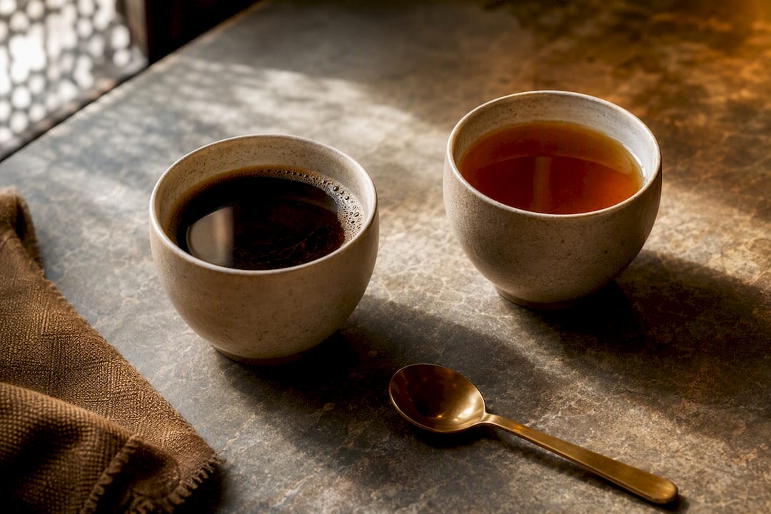 Comparaison entre tasses de café et de thé