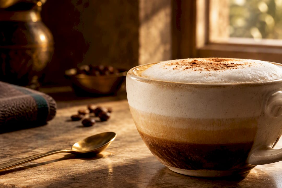 Cappuccino servi dans une petite tasse