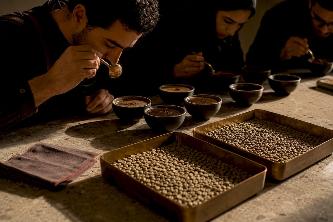 Degustação de cafés especiais descafeinados e grãos de origem