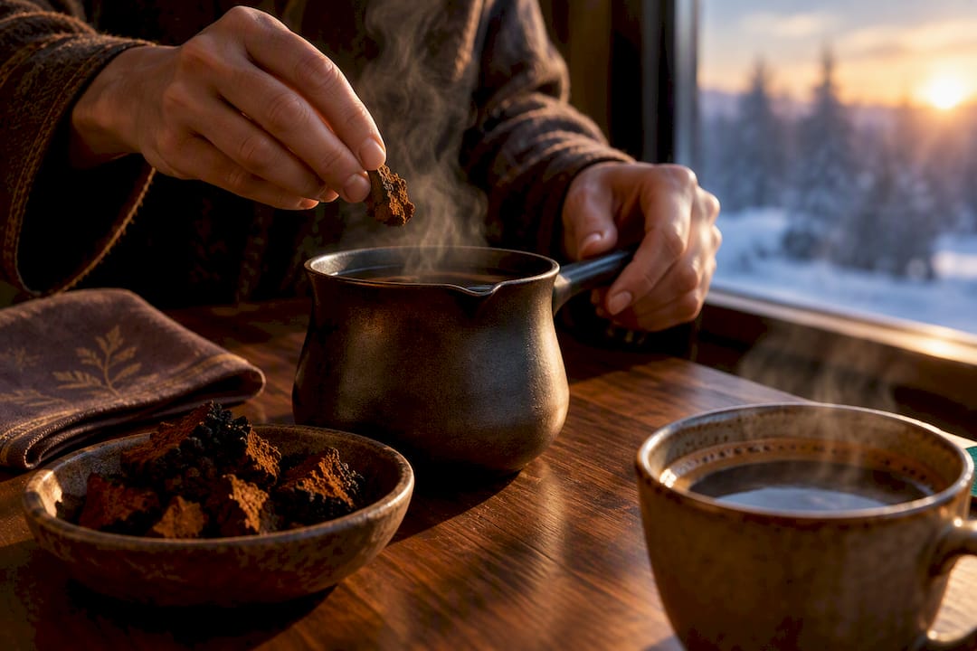 Café artesanal preparado con chaga