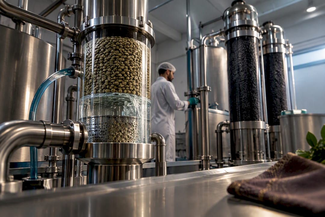 Proceso para filtrar granos de café en verde