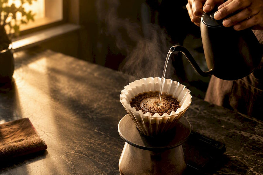 Preparo manual de café usando Kalita Wave