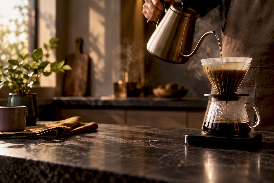Préparation minutieuse d'un café filtre V60