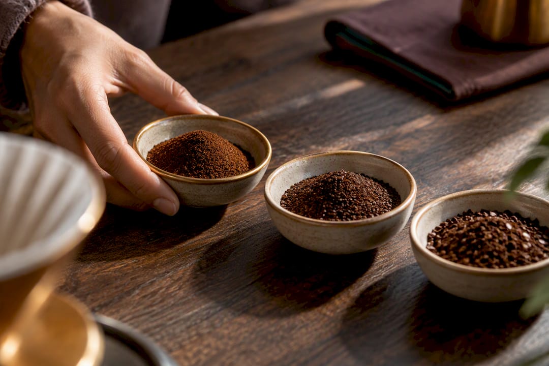 Comparaison de trois moutures de café pour V60