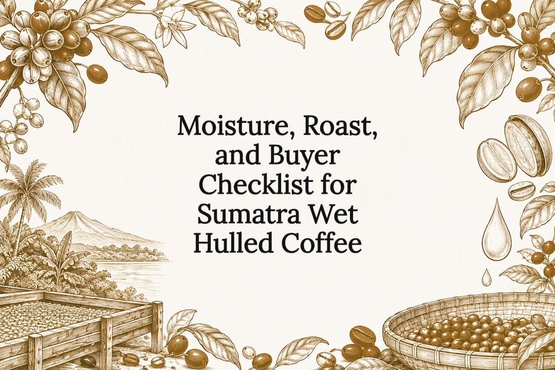 Hand-drawn coffee botanicals framing the title