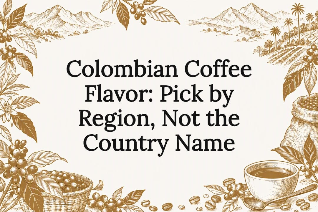 Hand-drawn coffee botanicals frame title space