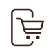 Icon of a smartphone with a shopping cart on a black background