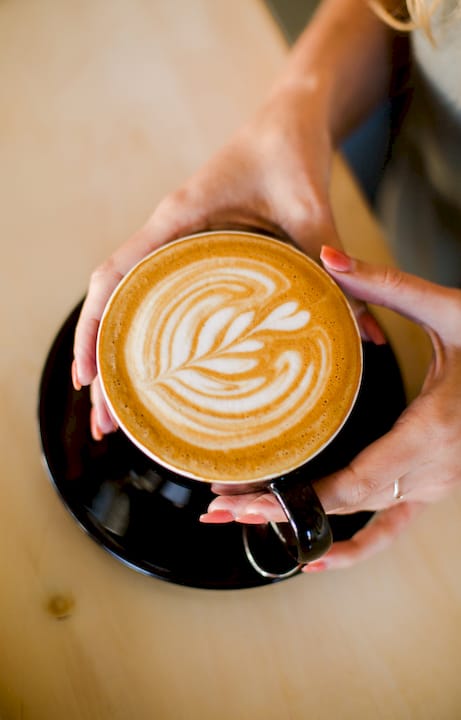 Coffee latte with leaf design